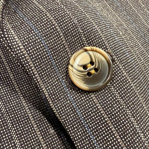 Vintage Oakton Suit 2pc Striped Wool Brown 40 S 32x27 - Picture 6 of 14